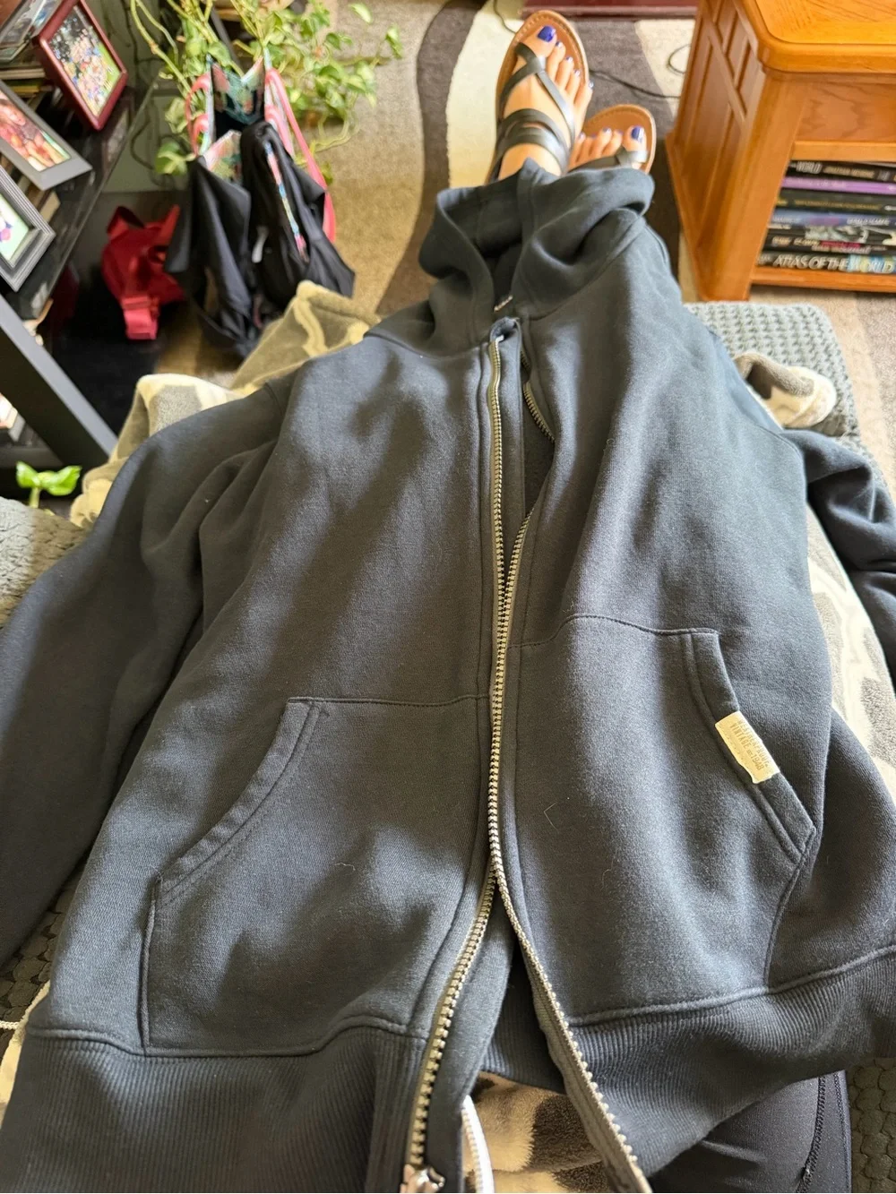 Men's Navy Zip-Up Hooded Sweater